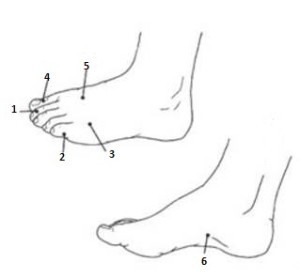 The point of the foot and the headache